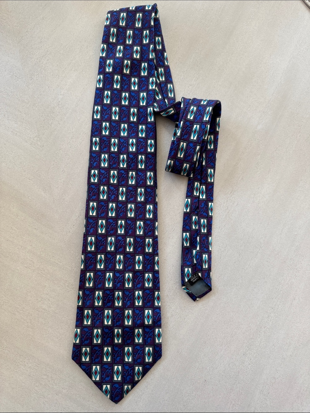 Vintage Christian Dior Monsieur Silk Mens Necktie Retro Geometric Office Career